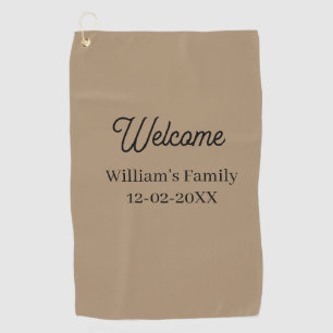 Welkom thuis voeg familienaam toe huis inwijding golfhanddoek