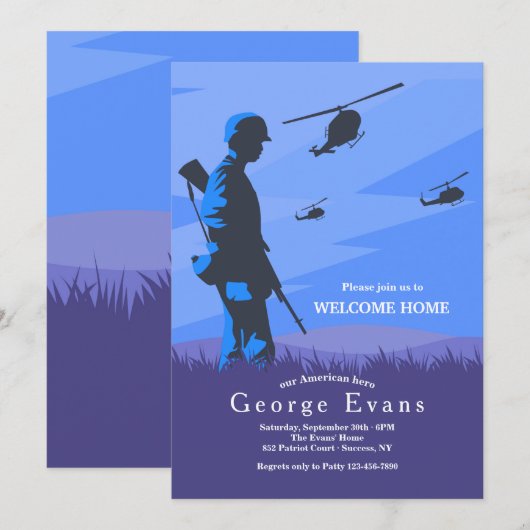 Welkom thuis voor de soldaat en de helikopter kaart (Voorkant / Achterkant)