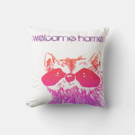 Welkom thuis Woodland Pink Raccoon Kussen