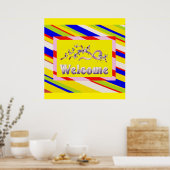 WELKOM THUIS ZILVEREN LETTERS EN REGENBOOG SURROUN POSTER (Keuken)