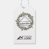 Welkom thuisbasis aangepast onroerend goed cadeaulabel (Voorkant)