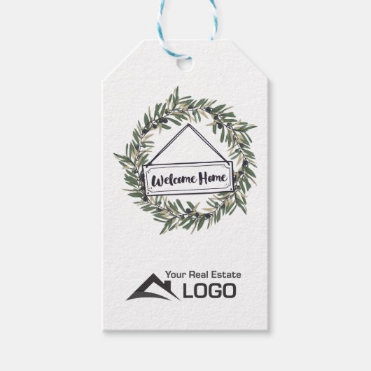 Welkom thuisbasis aangepast onroerend goed cadeaulabel (Voorkant)