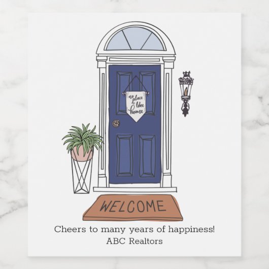 Welkom thuisdeur Aangepast onroerend goed Wijn Etiket (Enkel label)