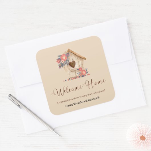 Welkom Thuisgebruiker - Gefeliciteerd Vierkante Sticker (Envelop)