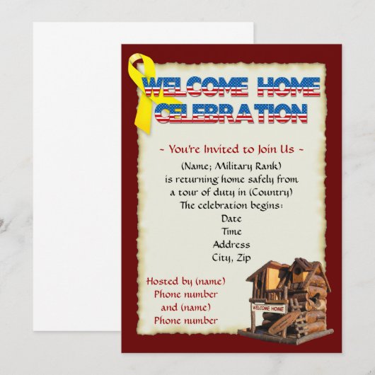 Welkom thuisleger kaart (Voorkant / Achterkant)