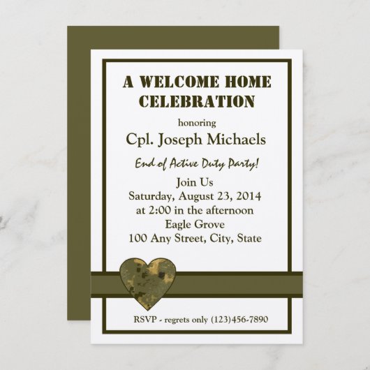 Welkom thuisleger kaart (Voorkant / Achterkant)