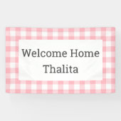 Welkom Thuisnaam Roze en Witte Buffalo Controle Spandoek (Horizontaal)