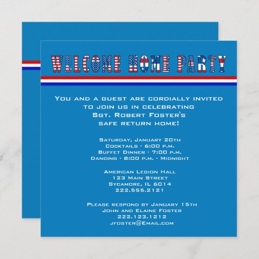 Welkom thuispartij Uitnodigen Kaart (Voorkant / Achterkant)