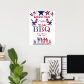 Welkom thuissoldaten 4 juli BBQ vliegende adelaars Poster (Thuiskantoor)