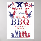 Welkom thuissoldaten 4 juli BBQ vliegende adelaars Poster (Voorkant)