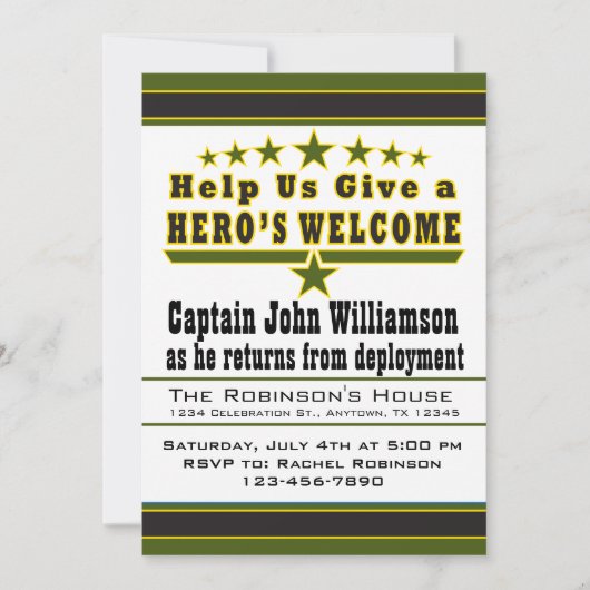 Welkom thuisuitnodiging van Army Hero Kaart (Voorkant)