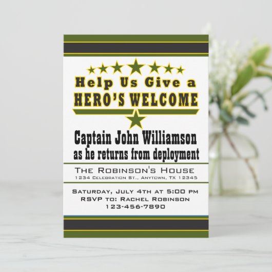 Welkom thuisuitnodiging van Army Hero Kaart (Staand voorkant)