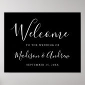 Welkom Trendy Script Black Wedding Poster (Voorkant)