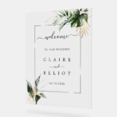 Welkom Tropisch Foliage Green Weddenschap Acryl Bord (Hoek)