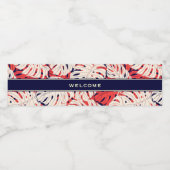 Welkom | Tropisch palm Leaf | Vacatiehuur Waterfles Etiket (Enkel label)