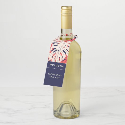 Welkom | Tropisch palm Leaf | Vakantierbout Flessenhanger (Schuin)