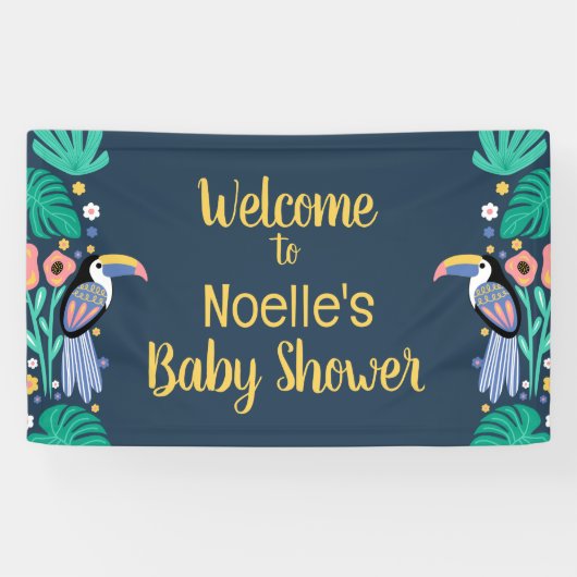 Welkom! Tropisch Toucan Bird Baby shower Spandoek (Horizontaal)