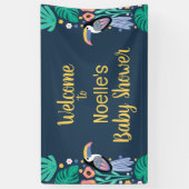 Welkom! Tropisch Toucan Bird Baby shower Spandoek (Verticaal)