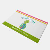 Welkom Tropische Gastvrijheid Ananas Groen Vet Deurmat (Schuin)