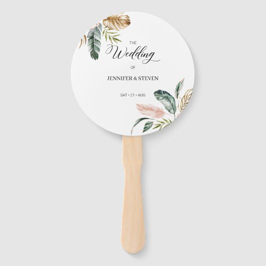 Welkom Tropische Leaves Summer Weduwen Handwaaier (Voorkant)