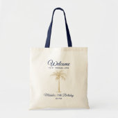 Welkom Tropische marine Gold Palm Birthday Party Tote Bag (Voorkant)