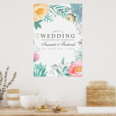 Welkom Tropische Mint Floral Summer Weduwen Poster (Keuken)