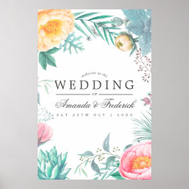Welkom Tropische Mint Floral Summer Weduwen Poster