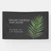 Welkom Tropische Night Modern Minimalist Weddensch Spandoek (Horizontaal)