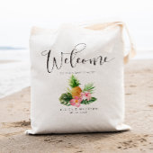 Welkom Tropische palmboom Pineappel en floreel Tote Bag