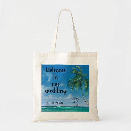 Welkom tropische strandbestemming bruiloft tote bag (Voorkant)