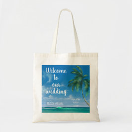 Welkom tropische strandbestemming bruiloft tote bag