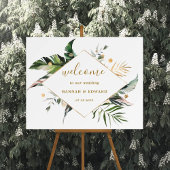 Welkom Tropische Waterverf Foliage Gold Weddenscha Poster