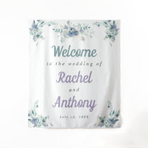 Welkom Trouw Blauwe Bloemen Paarse Waterverf