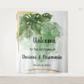 Welkom Trouw Tropisch Palm Tapijt Wandkleed (Voorkant)