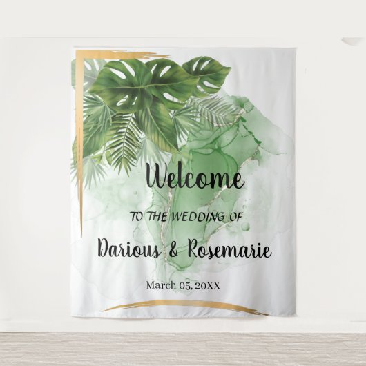 Welkom Trouw Tropisch Palm Tapijt Wandkleed (Voorkant)