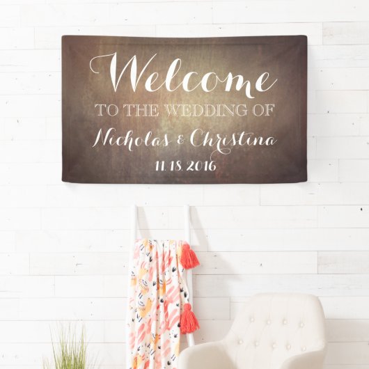 Welkom Trouwbanner Rustic Gold Spandoek (Insitu)