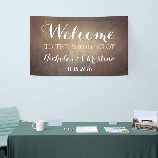 Welkom Trouwbanner Rustic Gold Spandoek (Beurs)