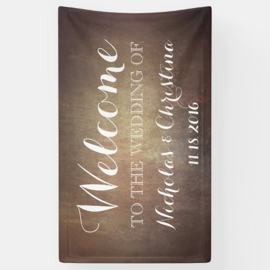 Welkom Trouwbanner Rustic Gold Spandoek (Verticaal)