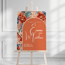 Welkom Trouwbord | Boho Terracotta Floral Acryl Bord