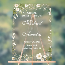 Welkom Trouwbord boho wit groen olijfbloemig Acryl Bord