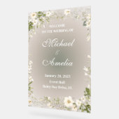 Welkom Trouwbord boho wit groen olijfbloemig Acryl Bord (Hoek)