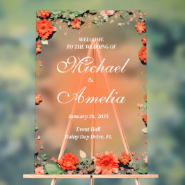 Welkom Trouwbord Italiaans Sunset sinaasappel Bloe Acryl Bord