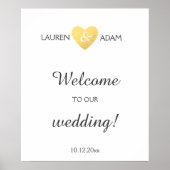 Welkom trouwbord voor gouden hart, aangepaste name poster (Voorkant)
