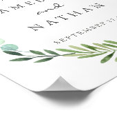 Welkom Trouwbord Waterverf Groene Blad Krans Poster (Hoek)