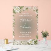 Welkom Trouwbord wit olijfgroen boho bloemen Acryl Bord (Huwelijk)