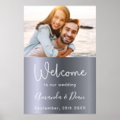 Welkom trouwbord zilver fotoscript poster (Voorkant)