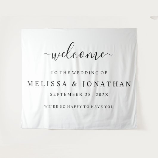 Welkom Trouwbord Zwart Goud Tapijt Wandkleed (Voorkant (horizontaal))