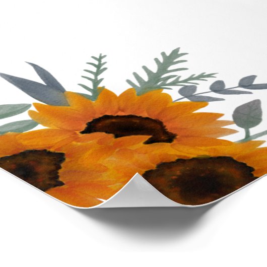 Welkom Trouwdag Zonnebloem Groene Poster (Hoek)