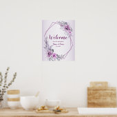Welkom Trouwfeest Roze Bloemen Violet Paars Poster (Keuken)