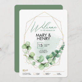 Welkom trouwpartij groene eucalyptus rsv kaart